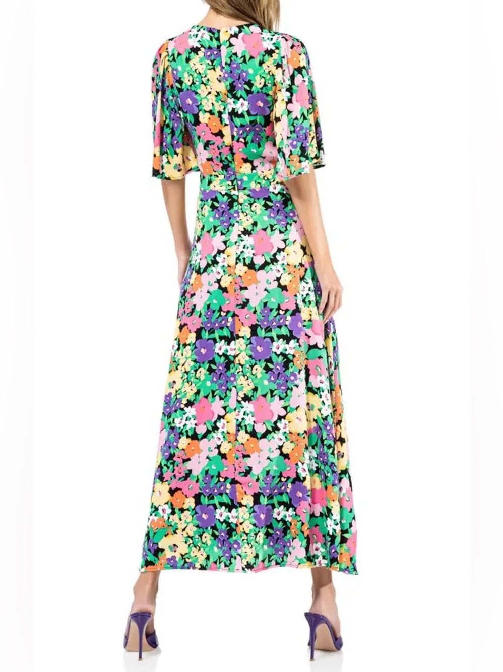 AFRM Floral V-Neck Maxi Dress With Side Cutouta in Multicolor NWOT - Picture 2 of 12